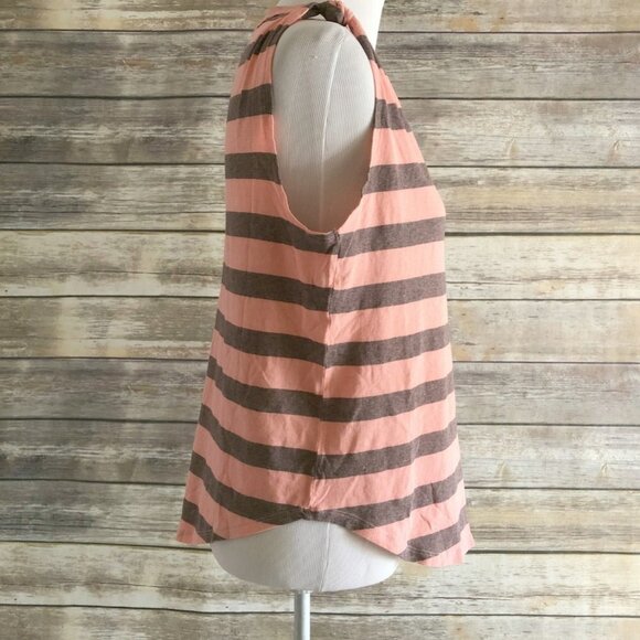 Free People Coral Tie Detail Stripe Top Size M - Picture 3 of 7